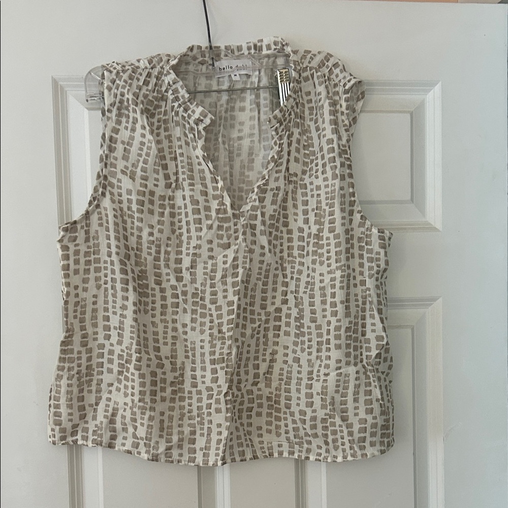 Bella Dahl Cream and Taupe Printed Sleeveless Camisole